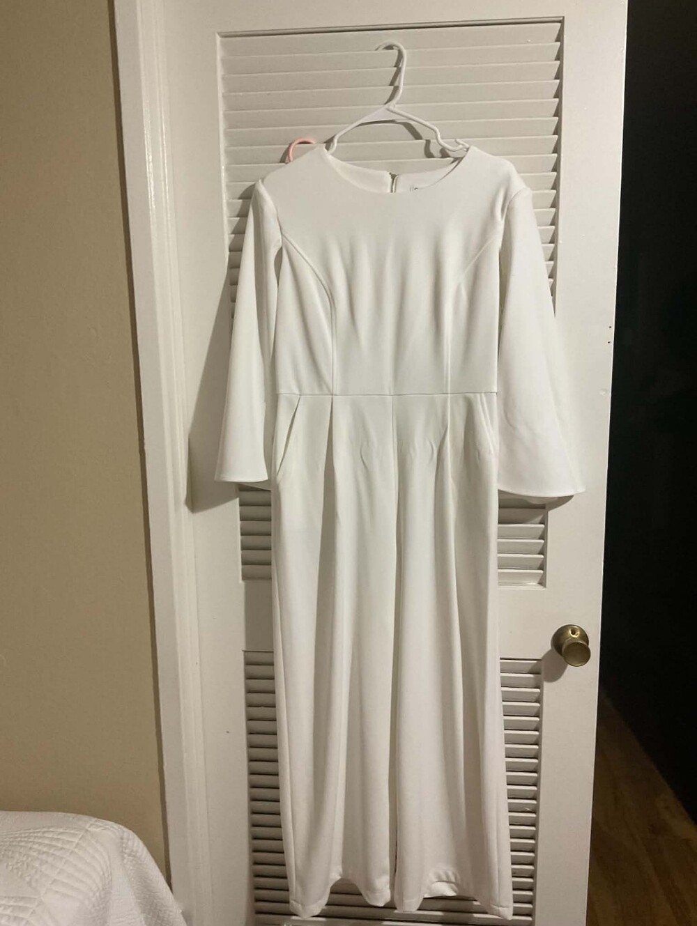 Calvin Klein White Long-Sleeve Midi Dress
